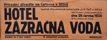 Jičín, Tyl, Hotel Zázračná voda - plakát, 1934