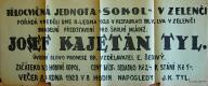 Zeleneč, Sokol, Josef Kajetán Tyl - plakát, 1928