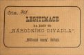 Hořice, Legitimace ku jízdě do Národního divadla, 1884