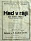 Žihobce, Tyl, Had v ráji - plakát, 1926