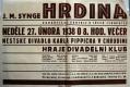Chrudim, Divadelní klub, Hrdina - plakát, 1938