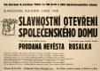 Slavkov u Brna, Slavnostní otevření Společenského domu - plakát, 1968