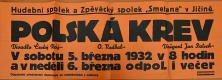 Jičín, Smetana, Polská krev - plakát, 1932