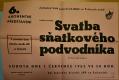 Svitavy, Lidové divadlo, Svatba sňatkového podvodníka - plakát, 1962