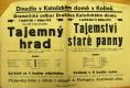 Kolín, Katolický dům, Tajemný hrad - Tajemství staré panny - plakát, 1929