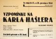 Žďár nad Sázavou, Sázavan, Vzpomínka na Karla Hašlera - plakát, 1950