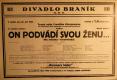 Praha-Braník, SDO, Divadlo Braník, On podvádí svou ženu... - plakát, 1930