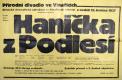 Vinařice, Dělnické dramatické sdružení, Hanička z Podlesí - plakát, 1937