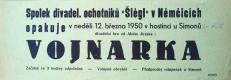 Němčice, Šlégl, Vojnarka - plakát, 1950
