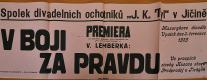 Jičín, Tyl, V boji za pravdu - plakát, 1929
