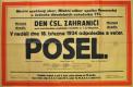 Prostějov, Místní osvětový sbor, Komenský, Tyl, Posel - plakát, 1934