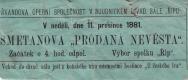 Roudnice nad Labem, Jednota Říp, vstupenka na představení Prodané nevěsty, 1881