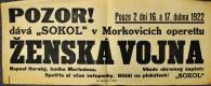 Morkovice, Sokol, Ženská vojna - plakát, 1922