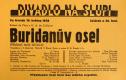 Praha-Nové Město, Divadlo Na Slupi, Buridanův osel - plakát, 1938