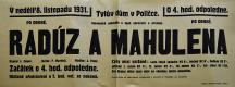 Polička, Ochotníci, Radúz a Mahulena - plakát, 1931