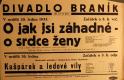 Praha-Braník, SDO, O jak jsi záhadné - o srdce ženy - Kašpárek a ledové víly - plakát, 1935