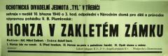 Třebíč, Tyl, Honza v zakletém zámku - plakát, 1940