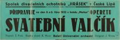 Česká Lípa, Jirásek, Svatební valčík - plakát, 1932