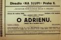 Divadlo Na Slupi, O Adrienu - plakát, 1929