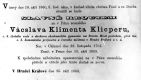 Hradec Králové, rekviem za V.K.Klicperu, 1860, oznámení