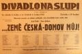 Praha-Nové Město, Divadlo Na Slupi, ...země česká - domov můj! - plakát, 1938