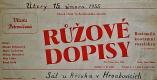Hroubovice, Klicpera, Kniha plakátů, Pardubice, Východočeské divadlo, Růžové dopisy - plakát, 1955
