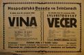 Svinčany, Hospodářská beseda, Vina - plakát, 1925