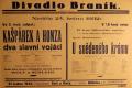 Praha-Braník, SDO, Kašpárek a Honza dva slavní vojáci - U snědeného krámu - plakát, 1932