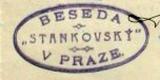 Praha, Stankovský, vzděl. a dramatická beseda, razítko spolku, 20. léta 20. stol.