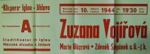 Jihlava, Klicpera, Zuzana Vojířová - plakát, 1944