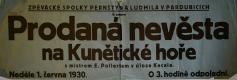 Pardubice, Pernštýn a Ludmila, Prodaná nevěsta - plakát, 1930