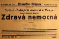 Praha-Malá Strana, Scéna dobrých autorů, Zdravá nemocná, v Divadle Braník - plakát, 1931