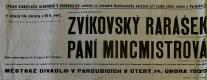 Pardubice, SDO, Zvíkovský rarášek - Paní mincmistrová - plakát, 1939