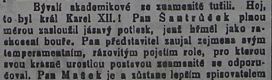 Praha, Akademici, Baron Goertz, 1899, kritika, výstřižek, detail