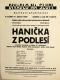 Praha-Vyšehrad, Církev čs., sociální odbor, Hanička z Podlesí, v Divadle Na Slupi - plakát, 1937