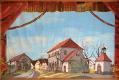 Bahno, Spolek divadelních ochotníků Tyl, opona Veduta obce se školou, 1917 - 1922