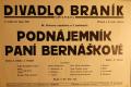 Praha-Braník, SDO, Podnájemník paní Berníškové - plakát, 1936