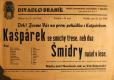 Praha-Braník, SDO, Kašpárek se smíchy třese, neb dva Šmidry našel v lese - plakát, 1946