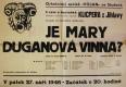 Jihlava, Klicpera, Je Mary Duganová vinna? - plakát, 1946