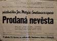 Litomyšl, Vlastimil, Prodaná nevěsta - plakát, 1953