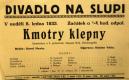 Praha-Nové Město, Divadlo Na Slupi, Kmotry klepny - plakát, 1933