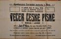 Jičín, Akademici, Večer české písně - plakát, 1918