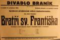 Praha-Braník, SDO pro Církev čs., Bratří sv. Františka - plakát, 1933