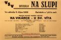 Praha-Nové Město, Vzděl. sbor vyšehradský, Divadlo Na Slupi, Na Vikárce-u sv. Víta - plakát, 1933