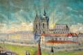 Vlčkov, panorama Hradčan, detail opony Františka Váchy, s.a.