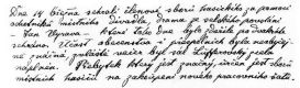 Zápis o ochotnickém představení v obecní kronice