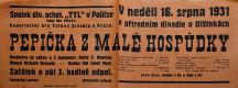 Polička, Ochotníci, Pepička z malé hospůdky - plakát, 1931