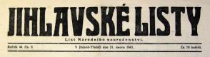 Jihlava, Klicpera, korespondence spolku, Jihlavské listy, 1941