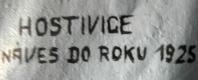 Hostivice, opona, připsaný nápis Josefem Novákem