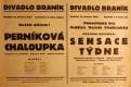 Praha-Braník, SDO, Perníková chaloupka, Praha-Vinohrady, Vzdělavací beseda, Sensace týdne - plakát, 1933